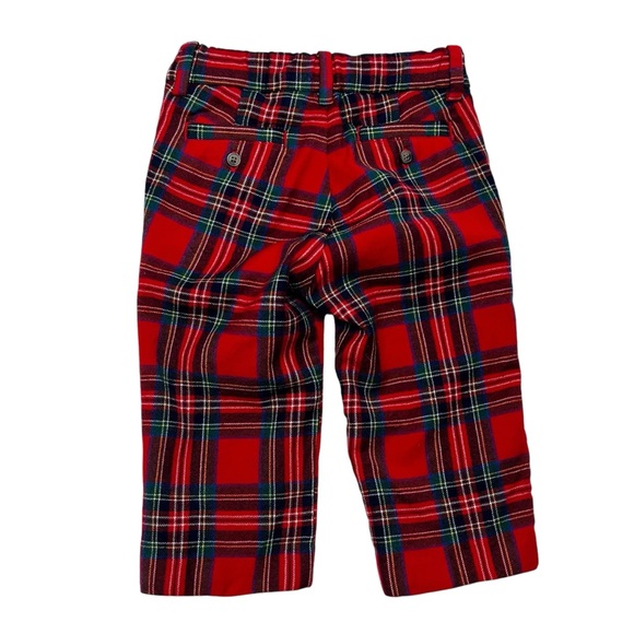 Janie and Jack Red Wool Plaid Kids Trousers - Picture 2 of 5